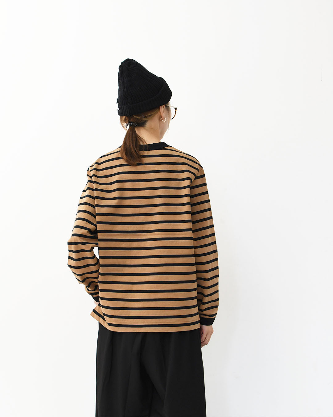 RINEN [リネン] 24/1 引き揃え度詰め天竺ボーダー クルーネック [R17603-W] ボーダーTシャツ・クルーネック・コットン・長袖・ロンT・LADY'S [2025AW]