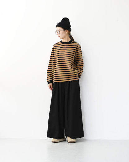 RINEN [リネン] 24/1 引き揃え度詰め天竺ボーダー クルーネック [R17603-W] ボーダーTシャツ・クルーネック・コットン・長袖・ロンT・LADY'S [2025AW]