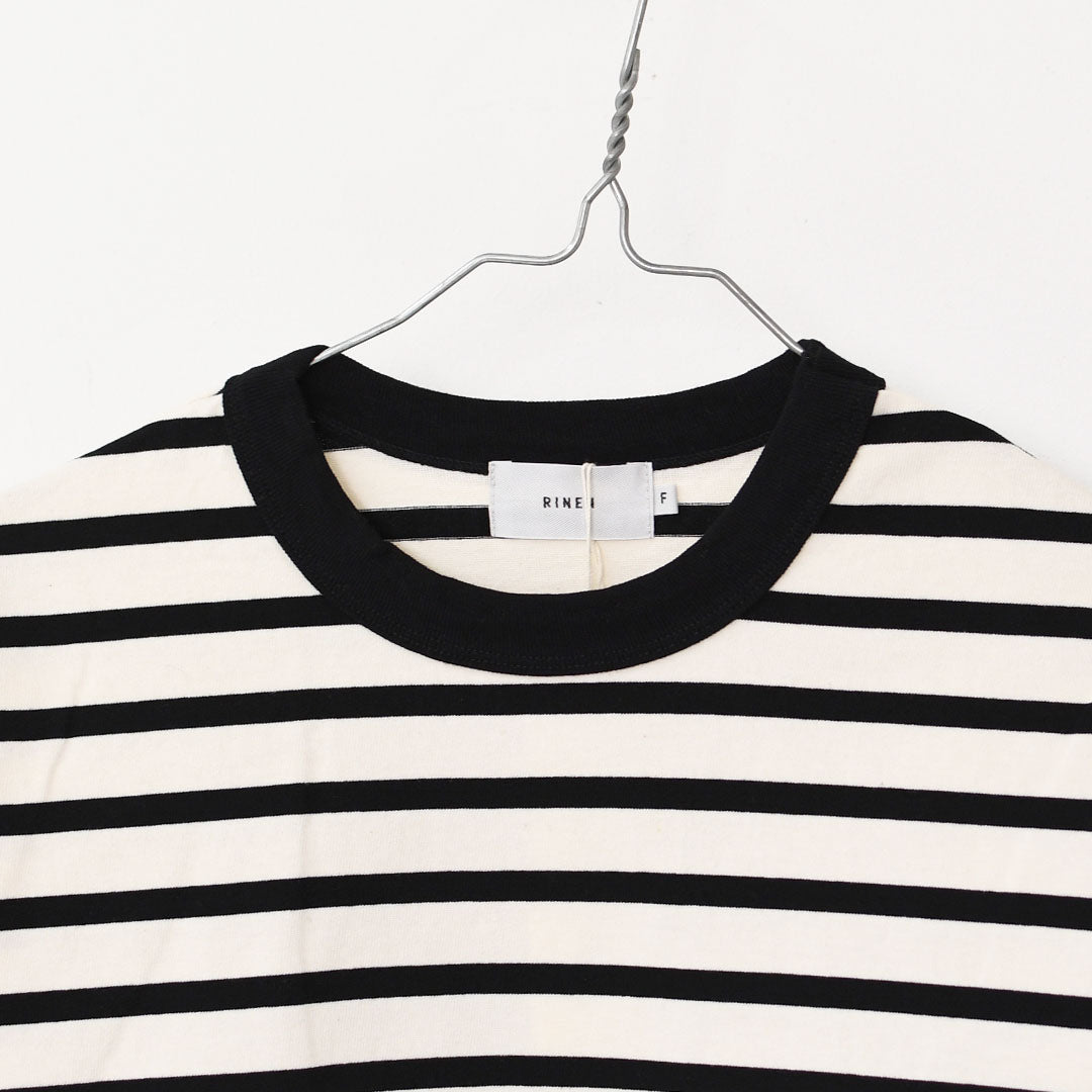 RINEN [リネン] 24/1 引き揃え度詰め天竺ボーダー クルーネック [R17603-W] ボーダーTシャツ・クルーネック・コットン・長袖・ロンT・LADY'S [2025AW]