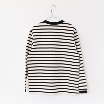 RINEN [リネン] 24/1 引き揃え度詰め天竺ボーダー クルーネック [R17603-W] ボーダーTシャツ・クルーネック・コットン・長袖・ロンT・LADY'S [2025AW]