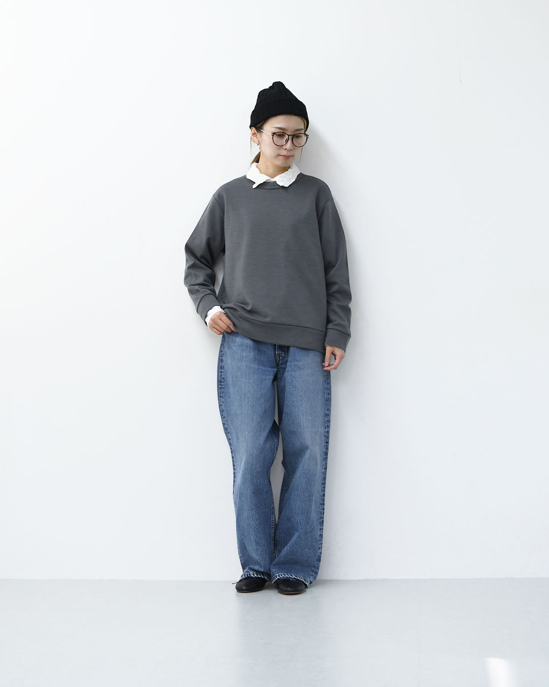 RINEN [リネン] 60/1引き揃えウールミラノリブ クルーネック [R17608-W] ニット・クルーネック・ミラノリブ・ウール・LADY'S [2025AW]