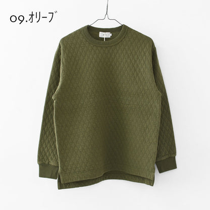 RINEN [リネン] 30/1オーガニック天竺ダイヤキルティング クルーネック [R17610] クルーネックスウェット・クルーネック・ダイヤキルティング・コットン・長袖・オーガニック・LADY'S [2025AW]