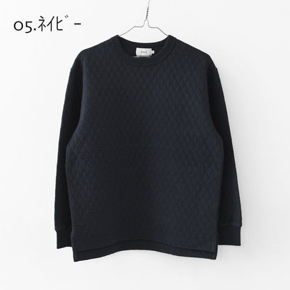 RINEN [リネン] 30/1オーガニック天竺ダイヤキルティング クルーネック [R17610] クルーネックスウェット・クルーネック・ダイヤキルティング・コットン・長袖・オーガニック・LADY'S [2025AW]