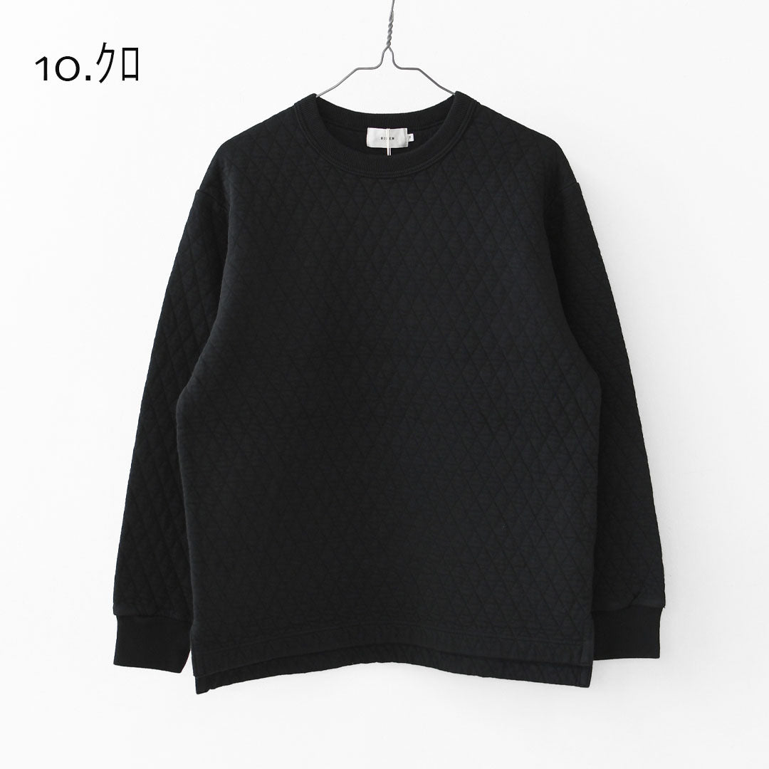 RINEN [リネン] 30/1オーガニック天竺ダイヤキルティング クルーネック [R17610] クルーネックスウェット・クルーネック・ダイヤキルティング・コットン・長袖・オーガニック・LADY'S [2025AW]