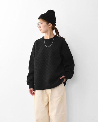 RINEN [リネン] 30/1オーガニック天竺ダイヤキルティング クルーネック [R17610] クルーネックスウェット・クルーネック・ダイヤキルティング・コットン・長袖・オーガニック・LADY'S [2025AW]