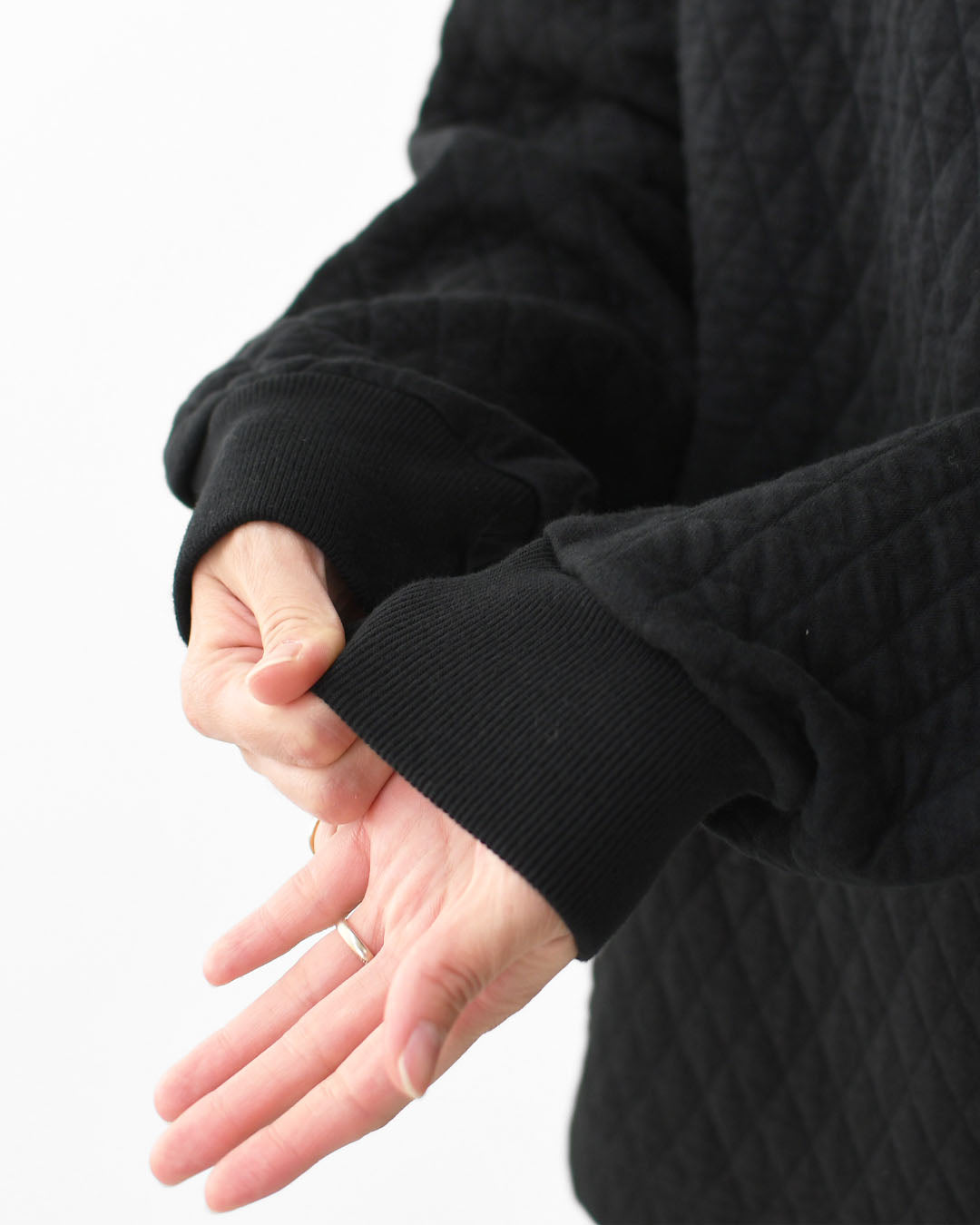 RINEN [リネン] 30/1オーガニック天竺ダイヤキルティング クルーネック [R17610] クルーネックスウェット・クルーネック・ダイヤキルティング・コットン・長袖・オーガニック・LADY'S [2025AW]