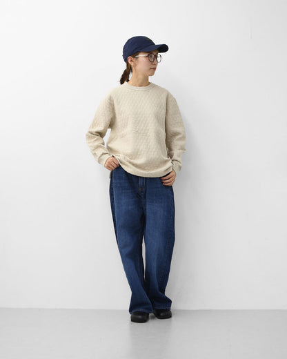 RINEN [リネン] 30/1オーガニック天竺ダイヤキルティング クルーネック [R17610] クルーネックスウェット・クルーネック・ダイヤキルティング・コットン・長袖・オーガニック・LADY'S [2025AW]