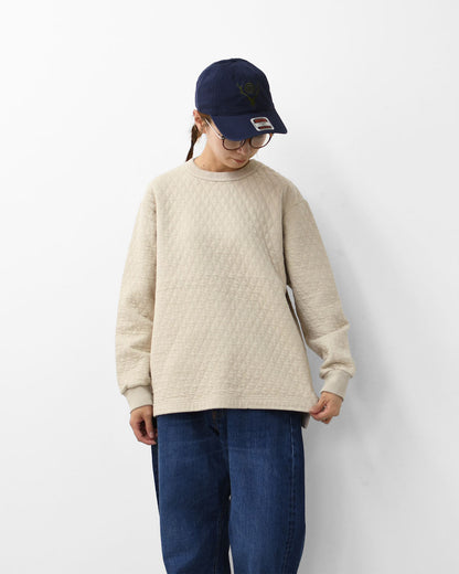 RINEN [リネン] 30/1オーガニック天竺ダイヤキルティング クルーネック [R17610] クルーネックスウェット・クルーネック・ダイヤキルティング・コットン・長袖・オーガニック・LADY'S [2025AW]