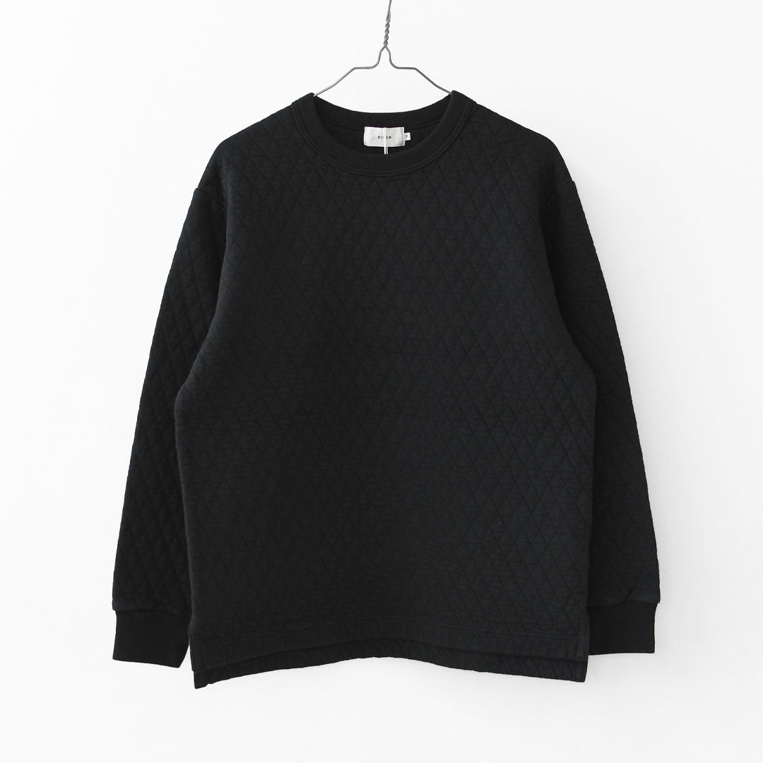 RINEN [リネン] 30/1オーガニック天竺ダイヤキルティング クルーネック [R17610] クルーネックスウェット・クルーネック・ダイヤキルティング・コットン・長袖・オーガニック・LADY'S [2025AW]