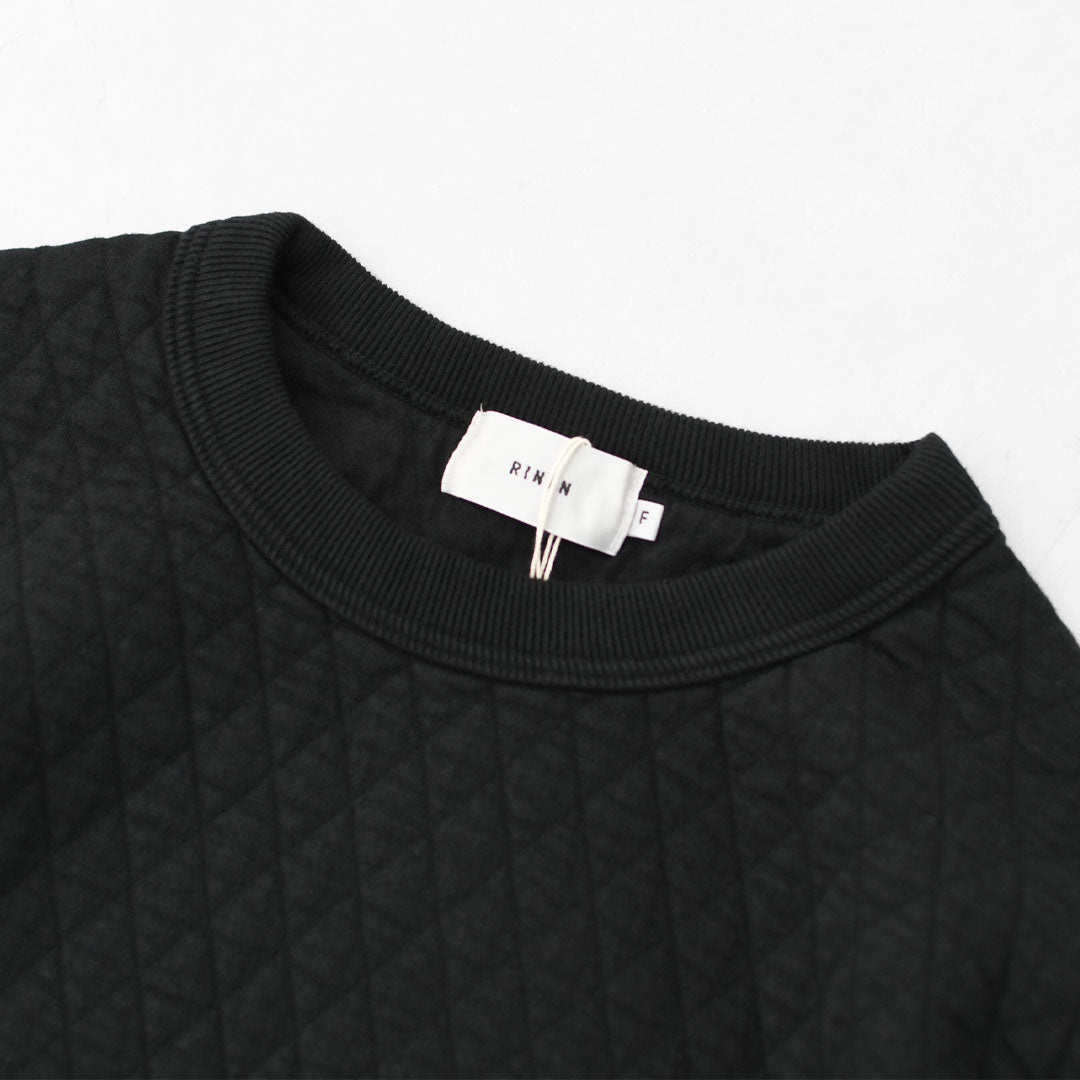 RINEN [リネン] 30/1オーガニック天竺ダイヤキルティング クルーネック [R17610] クルーネックスウェット・クルーネック・ダイヤキルティング・コットン・長袖・オーガニック・LADY'S [2025AW]