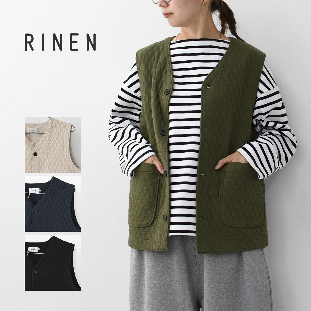 RINEN [リネン] 30/1オーガニック天竺ダイヤキルティング ベスト [R17611] ベスト・キルティング・オーガニックコットン・ダイヤキルティング・LADY'S [2025AW]