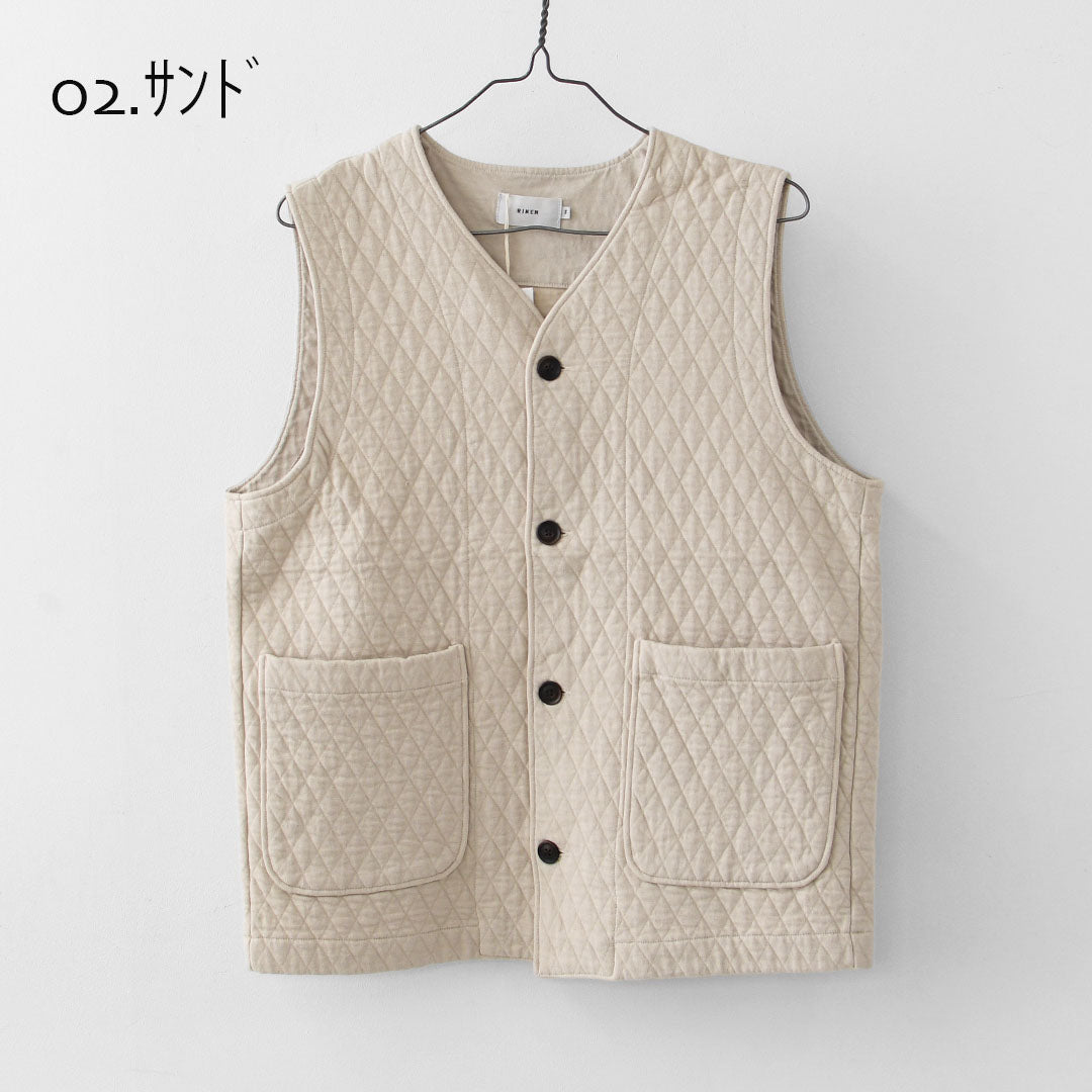 RINEN [リネン] 30/1オーガニック天竺ダイヤキルティング ベスト [R17611] ベスト・キルティング・オーガニックコットン・ダイヤキルティング・LADY'S [2025AW]