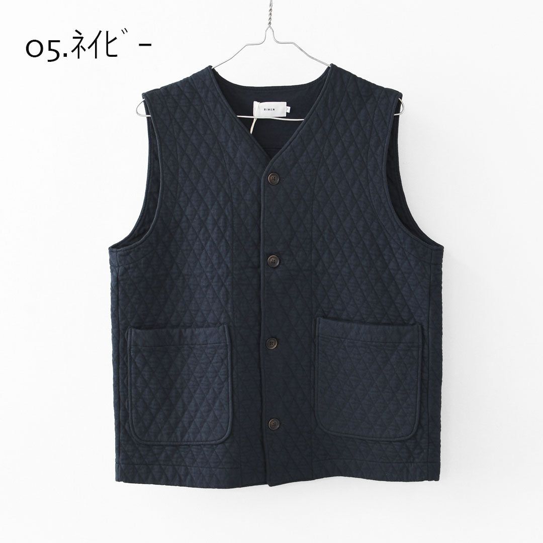 RINEN [リネン] 30/1オーガニック天竺ダイヤキルティング ベスト [R17611] ベスト・キルティング・オーガニックコットン・ダイヤキルティング・LADY'S [2025AW]