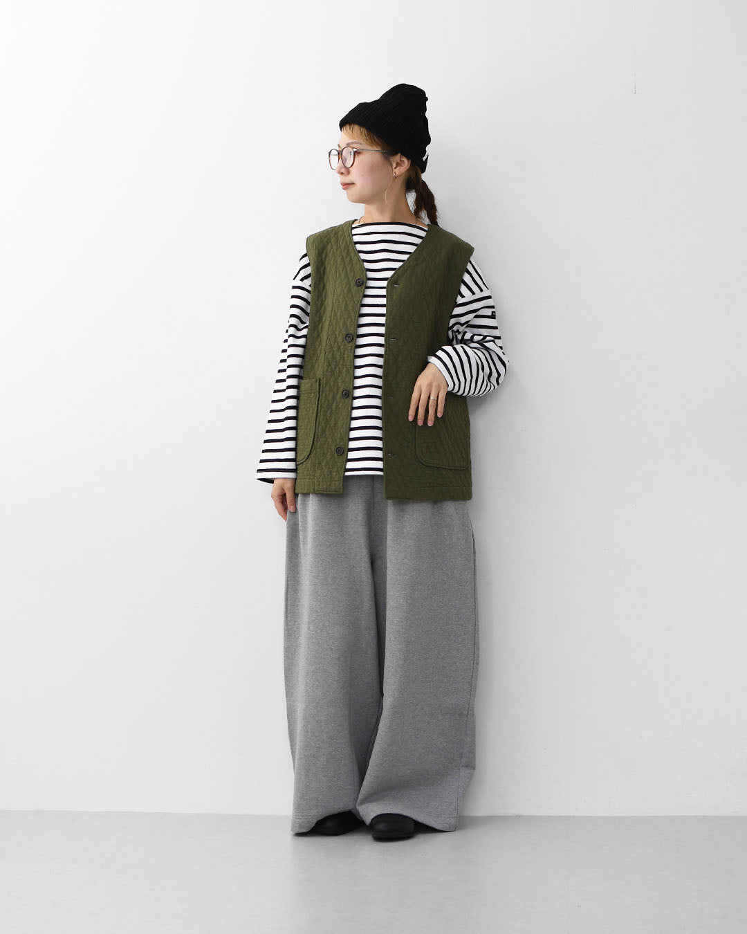 RINEN [リネン] 30/1オーガニック天竺ダイヤキルティング ベスト [R17611] ベスト・キルティング・オーガニックコットン・ダイヤキルティング・LADY'S [2025AW]