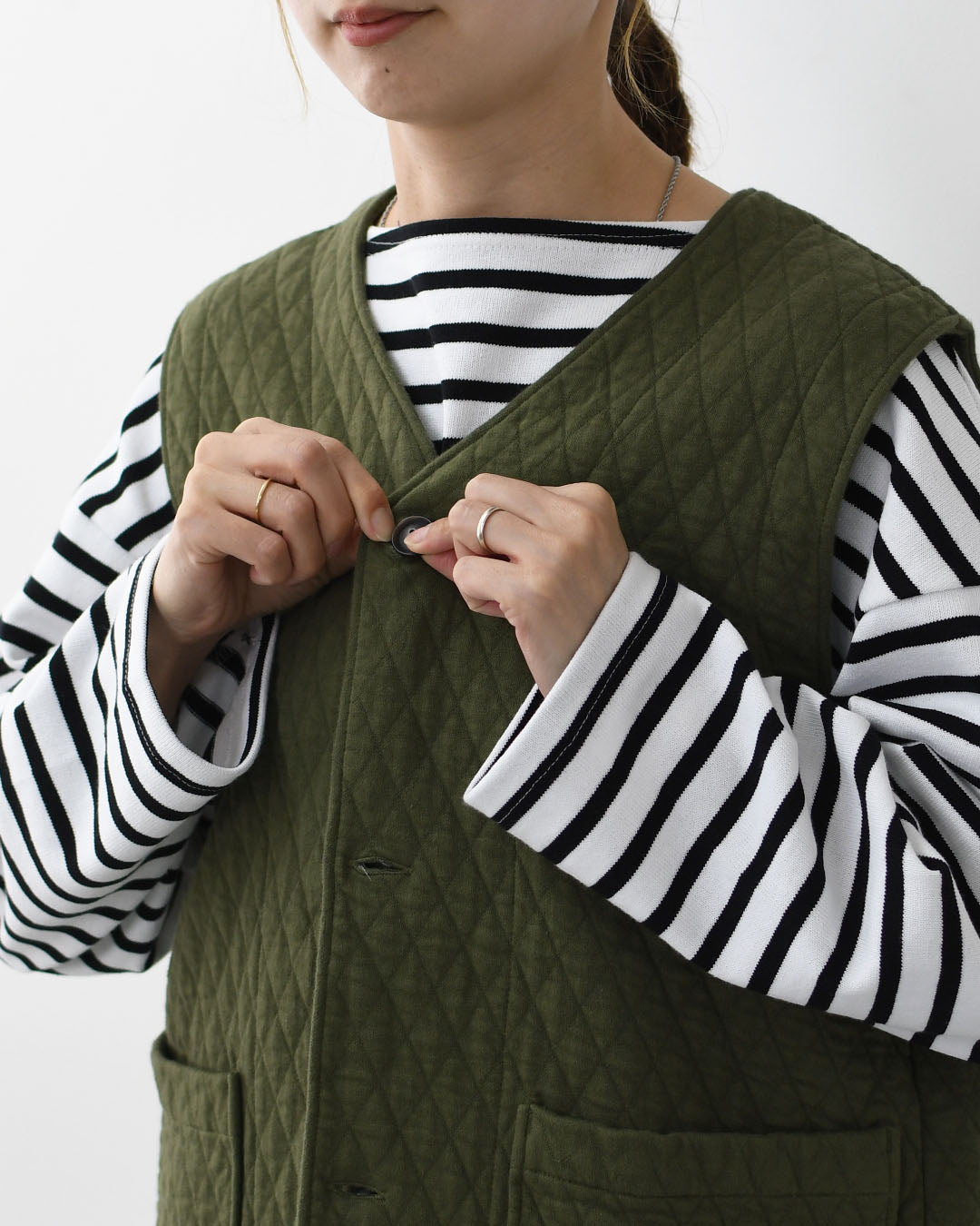 RINEN [リネン] 30/1オーガニック天竺ダイヤキルティング ベスト [R17611] ベスト・キルティング・オーガニックコットン・ダイヤキルティング・LADY'S [2025AW]