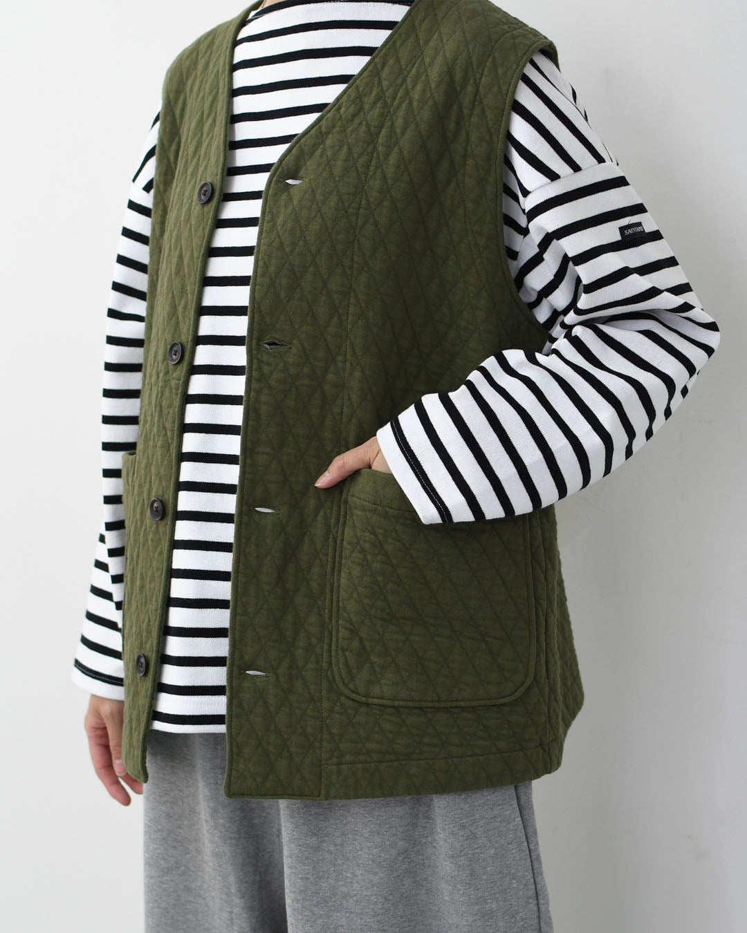 RINEN [リネン] 30/1オーガニック天竺ダイヤキルティング ベスト [R17611] ベスト・キルティング・オーガニックコットン・ダイヤキルティング・LADY'S [2025AW]