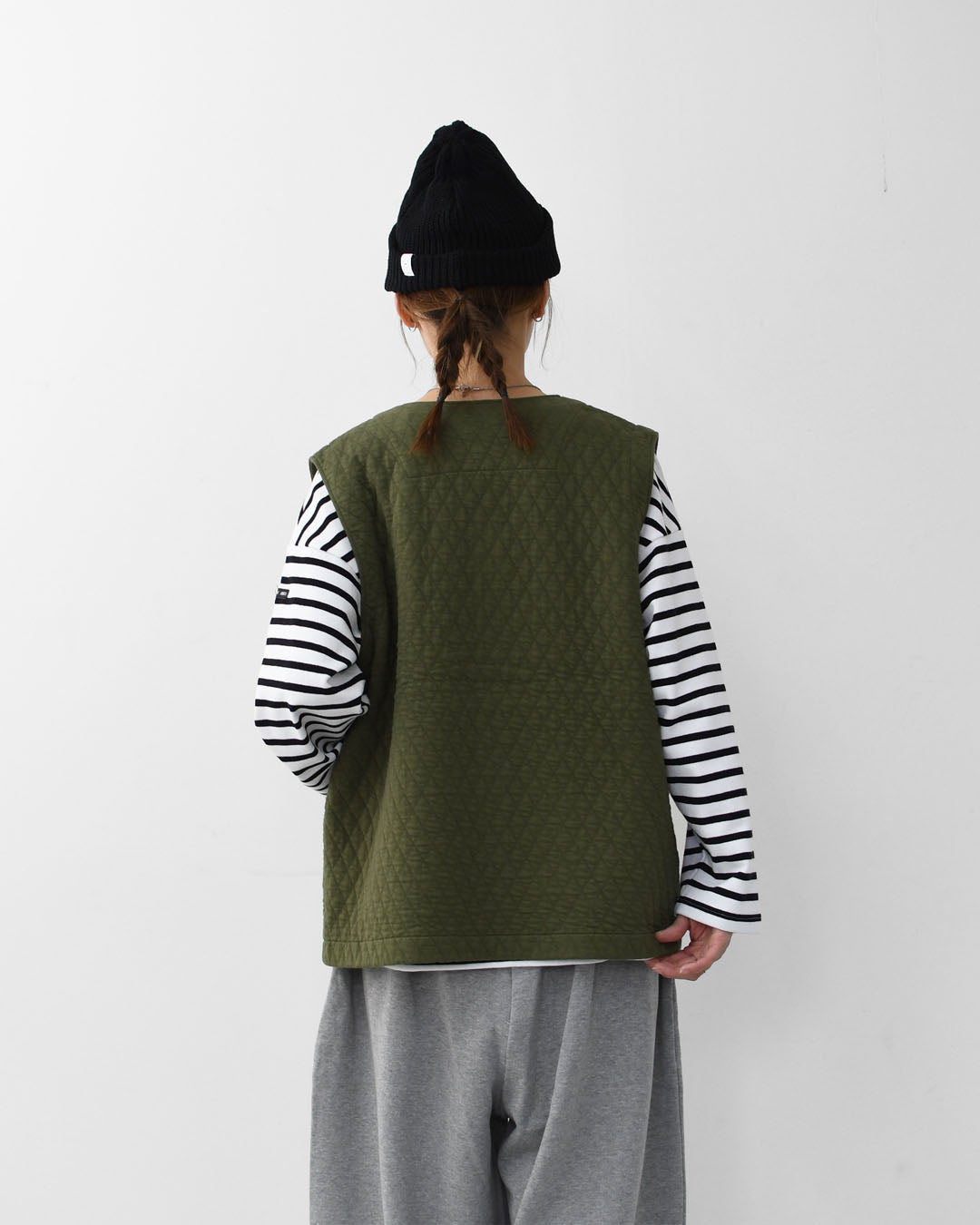 RINEN [リネン] 30/1オーガニック天竺ダイヤキルティング ベスト [R17611] ベスト・キルティング・オーガニックコットン・ダイヤキルティング・LADY'S [2025AW]