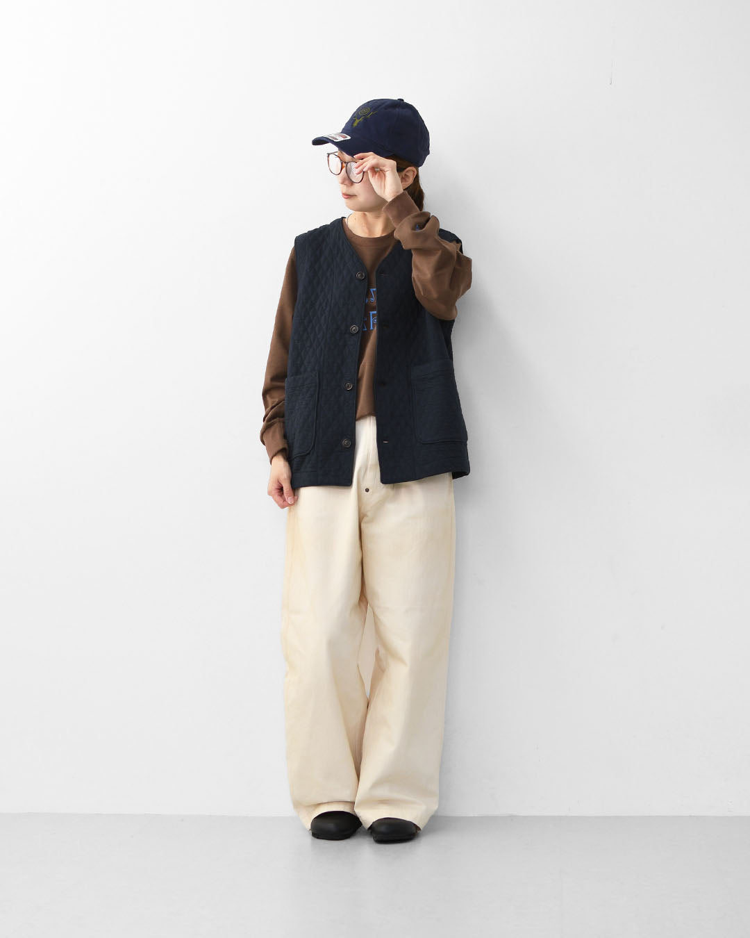 RINEN [リネン] 30/1オーガニック天竺ダイヤキルティング ベスト [R17611] ベスト・キルティング・オーガニックコットン・ダイヤキルティング・LADY'S [2025AW]