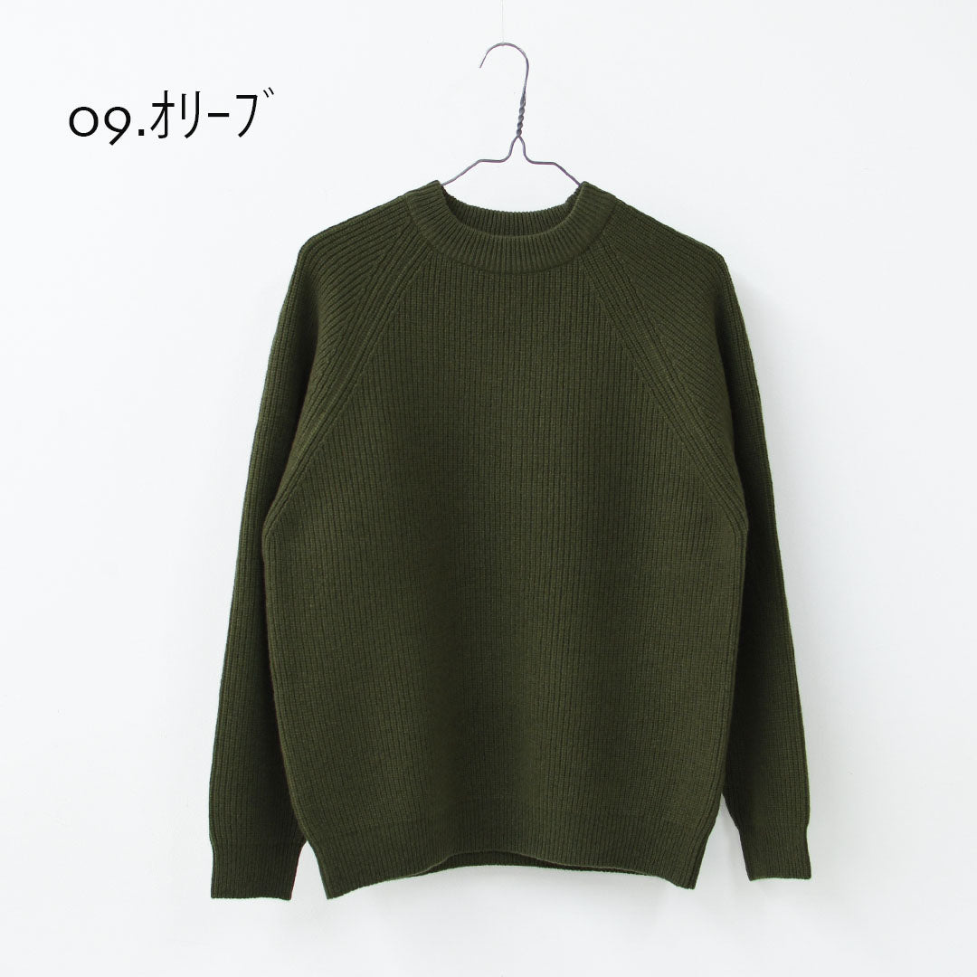 RINEN [リネン] 2/14ウールアゼ編み クルーネック [R17683-W] ニット・ウールニット・クルーネック・シンプルニット・あったかニット・LADY'S [2025AW]