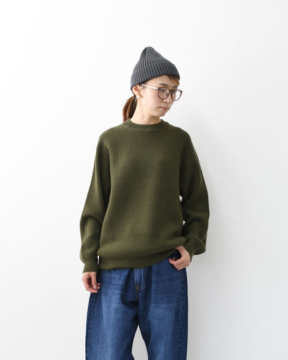 RINEN [リネン] 2/14ウールアゼ編み クルーネック [R17683-W] ニット・ウールニット・クルーネック・シンプルニット・あったかニット・LADY'S [2025AW]