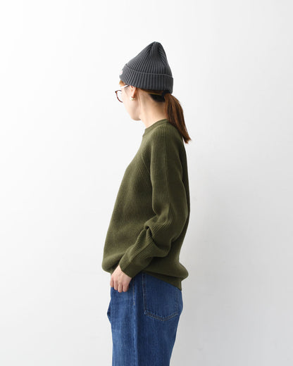 RINEN [リネン] 2/14ウールアゼ編み クルーネック [R17683-W] ニット・ウールニット・クルーネック・シンプルニット・あったかニット・LADY'S [2025AW]