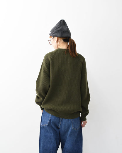RINEN [リネン] 2/14ウールアゼ編み クルーネック [R17683-W] ニット・ウールニット・クルーネック・シンプルニット・あったかニット・LADY'S [2025AW]