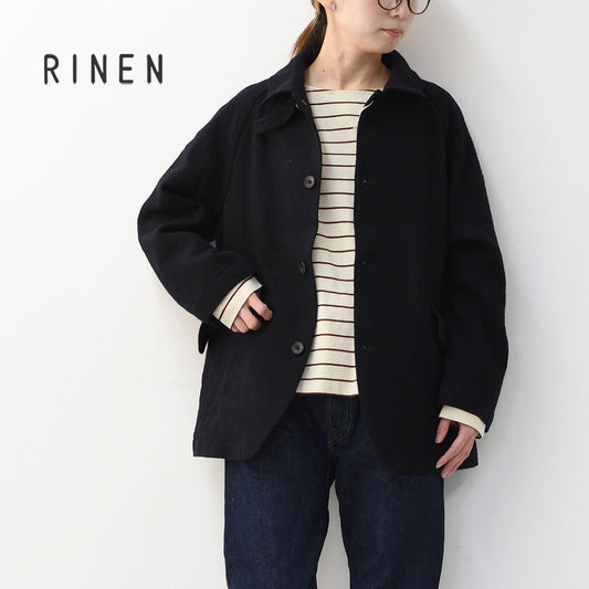 RINEN [リネン] 2/48ウール綾織 ラグランカバーオールジャケット [R27605-W] ウールジャケット・カバーオール・ラグランスリーブ・カジュアルスタイル・LADY'S [2025AW]