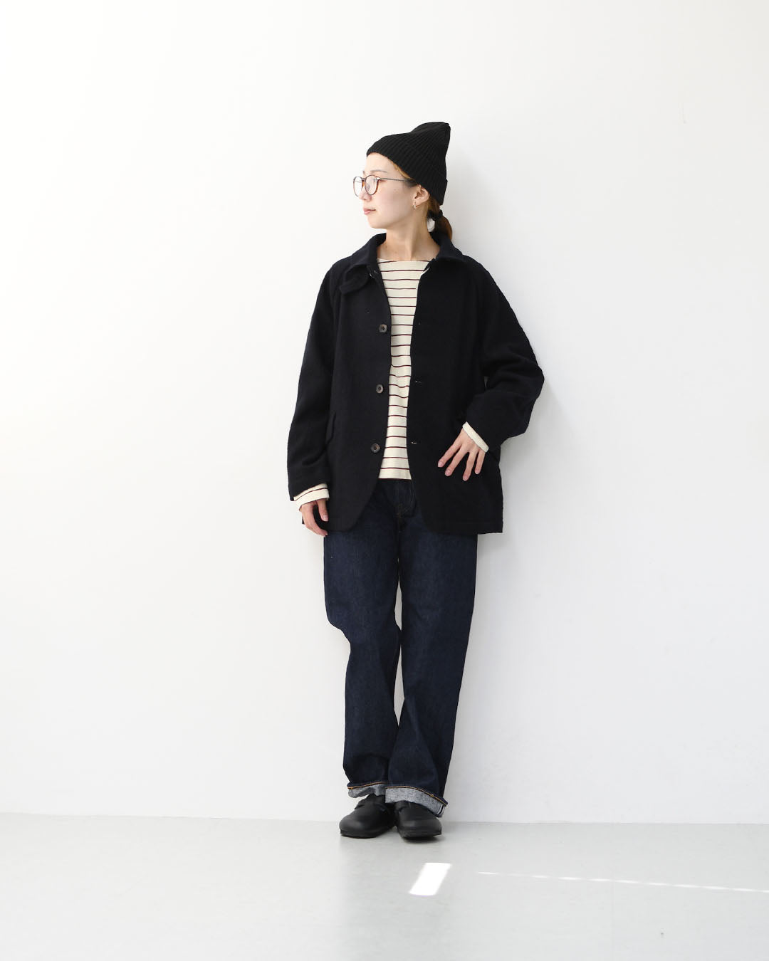 RINEN [リネン] 2/48ウール綾織 ラグランカバーオールジャケット [R27605-W] ウールジャケット・カバーオール・ラグランスリーブ・カジュアルスタイル・LADY'S [2025AW]