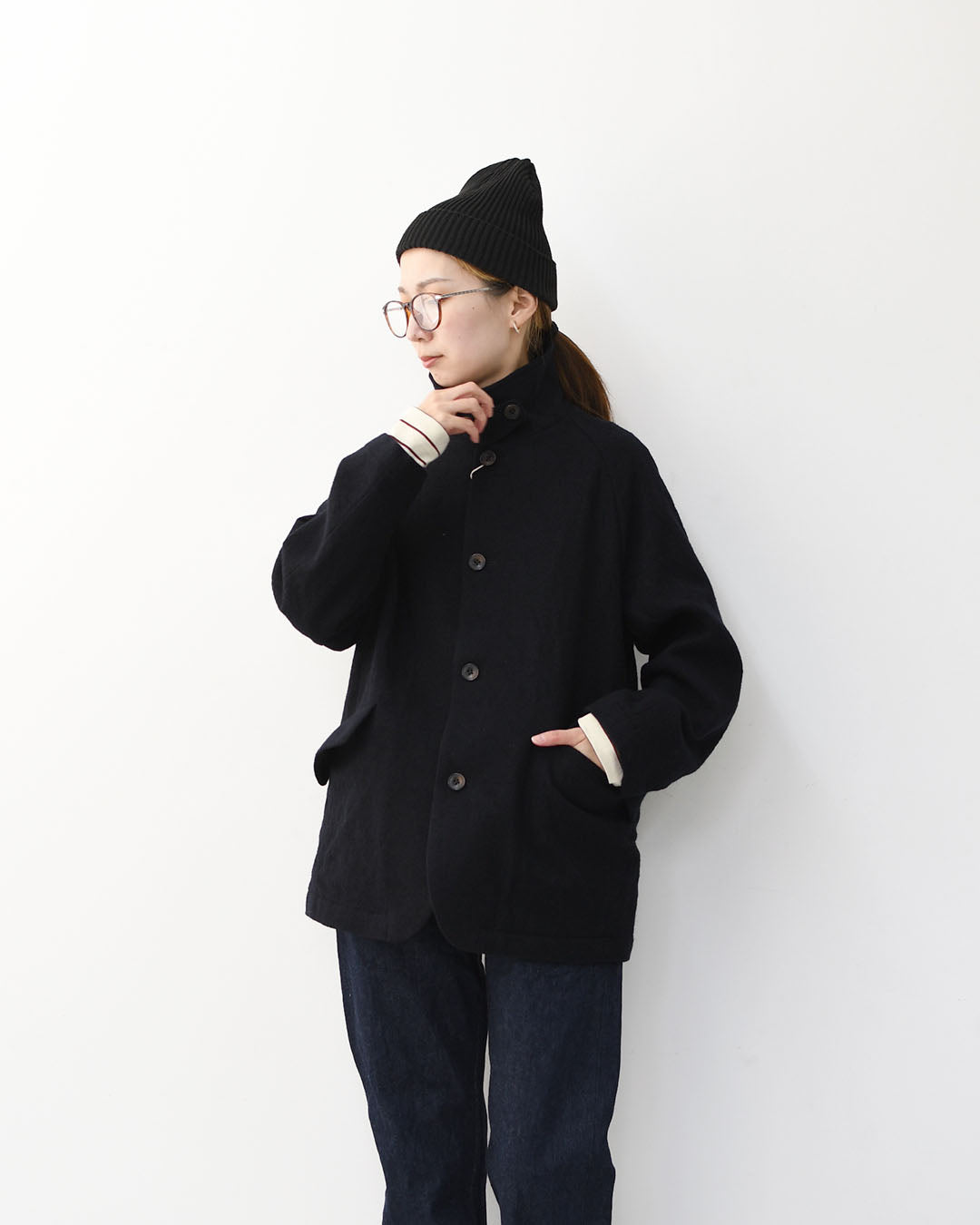 RINEN [リネン] 2/48ウール綾織 ラグランカバーオールジャケット [R27605-W] ウールジャケット・カバーオール・ラグランスリーブ・カジュアルスタイル・LADY'S [2025AW]