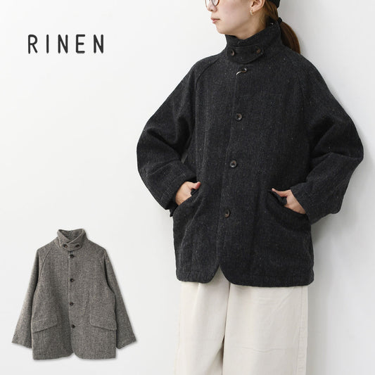 RINEN [リネン] 1/6ツィードヘリンボーン ラグランカバーオールジャケット [R27607-W] ツィードジャケット・ヘリンボーン・カバーオール・ラグランスリーブ・LADY'S [2025AW]