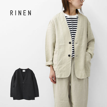 RINEN [リネン] 40/1リネン平織ノーカラージャケット [R29502]  [2024SS]