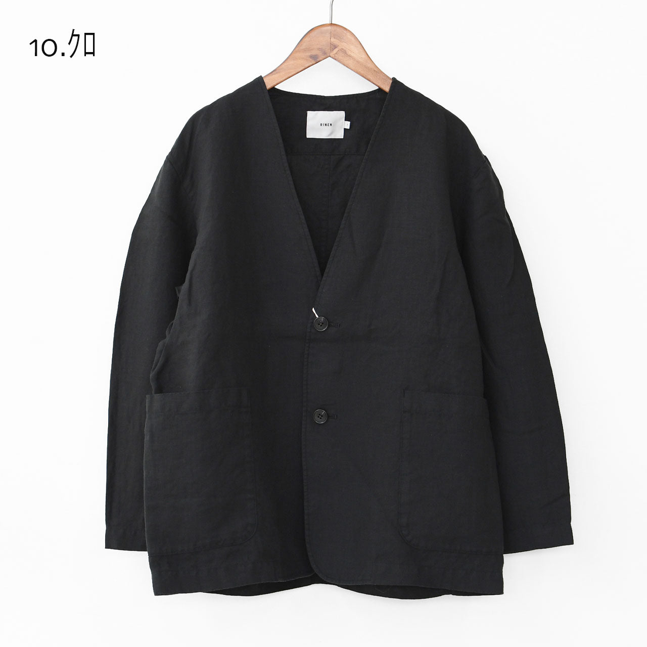 RINEN [リネン] 40/1リネン平織ノーカラージャケット [R29502]  [2024SS]