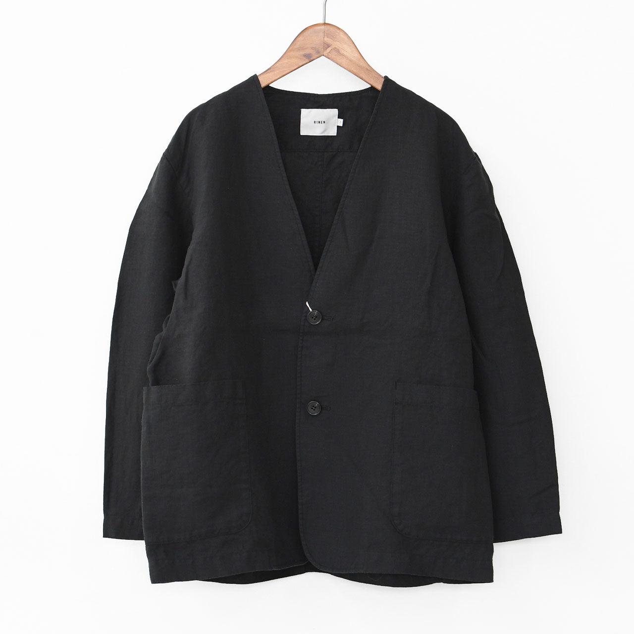 RINEN [リネン] 40/1リネン平織ノーカラージャケット [R29502]  [2024SS]