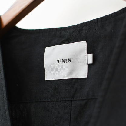RINEN [リネン] 40/1リネン平織ノーカラージャケット [R29502]  [2024SS]