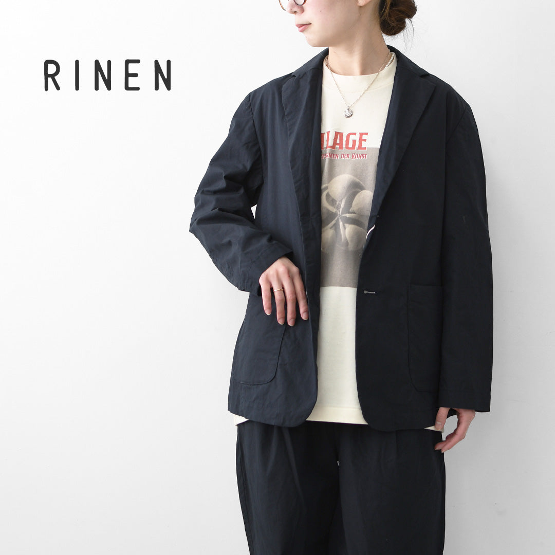 RINEN [リネン] 40/1オーガニック平織テーラードジャケット [r29600-w] ノーカラージャケット・イージージャケット・ジャケット・リネン・コットンジャケット・ゆったりサイズ・MEN'S / LADY'S [2026SS]