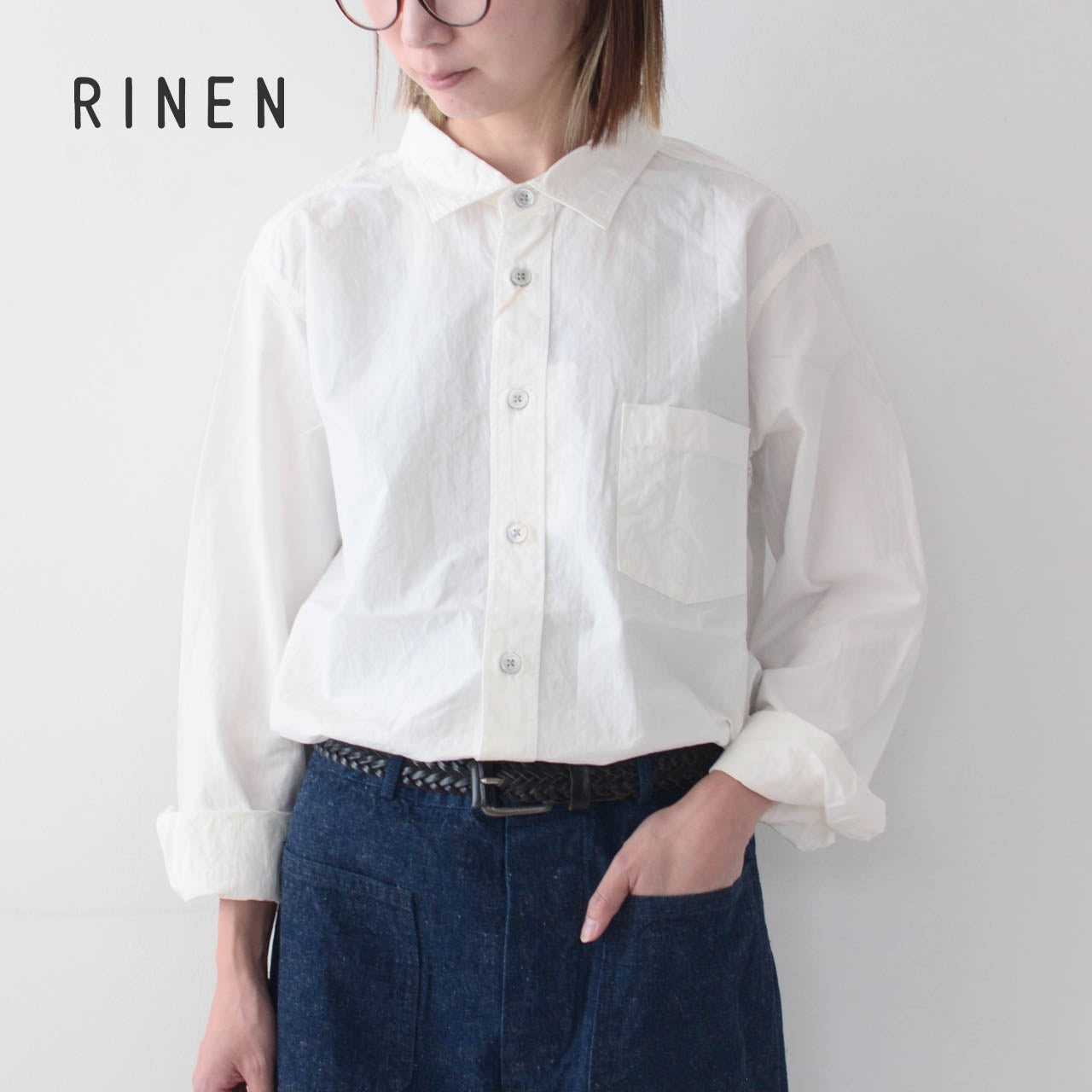 RINEN [リネン] 80/2ダウンプルーフレギュラーカラーオーバーサイズシャツ 無地 [R37500-S] [2024AW]