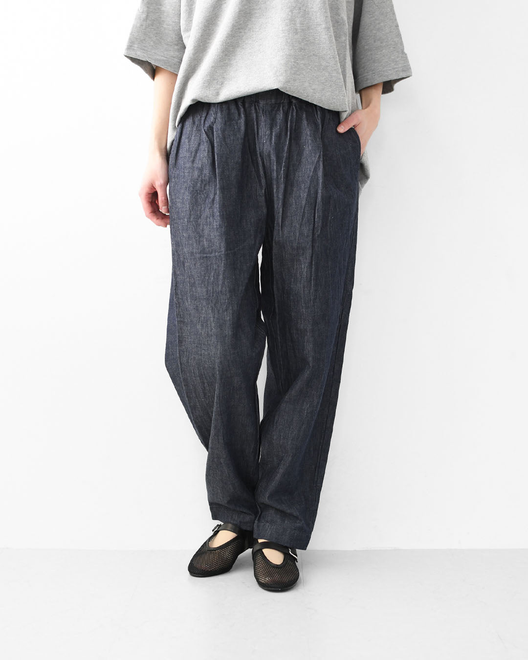 RINEN [リネン] 6オンスノットインディゴテーパードパンツ [R49604-W] デニムパンツ・テーパードパンツ・ベーシックパンツ・ゆったりシルエット・LADY'S [2026SS]