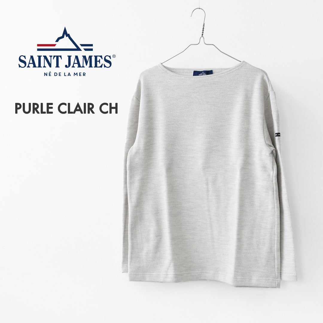 SAINT JAMES [セントジェームス 正規販売店] PURLE CLAIR CH [00jc182-pc]  ダブルフェイスセーター・ミックスライトグレーMEN'S / LADY'S [2025AW]