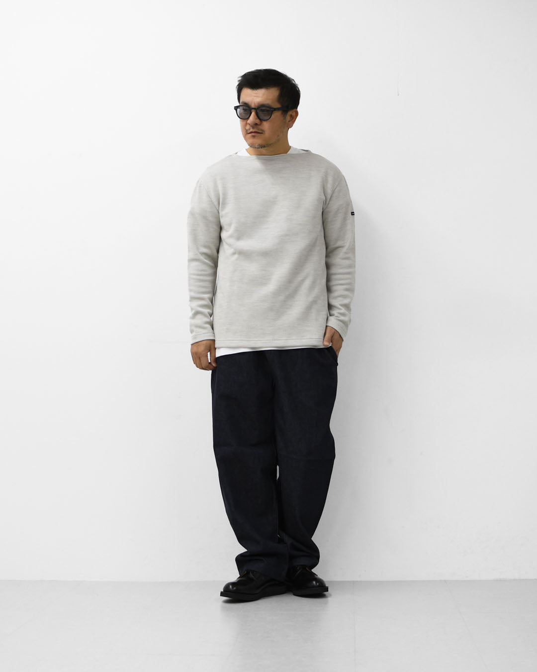 SAINT JAMES [セントジェームス 正規販売店] PURLE CLAIR CH [00jc182-pc]  ダブルフェイスセーター・ミックスライトグレーMEN'S / LADY'S [2025AW]