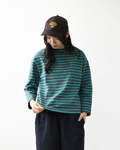 SAINT JAMES [セントジェームス 正規販売店] 20JC OUESS LOOSE BORDER - DARKGREY/EMERALDGREEN [20jclb-dgy-em] ウェッソンルーズ ボーダー・カットソー・長袖・コットン・ボートネック・MEN'S / LADY'S [2026AW]