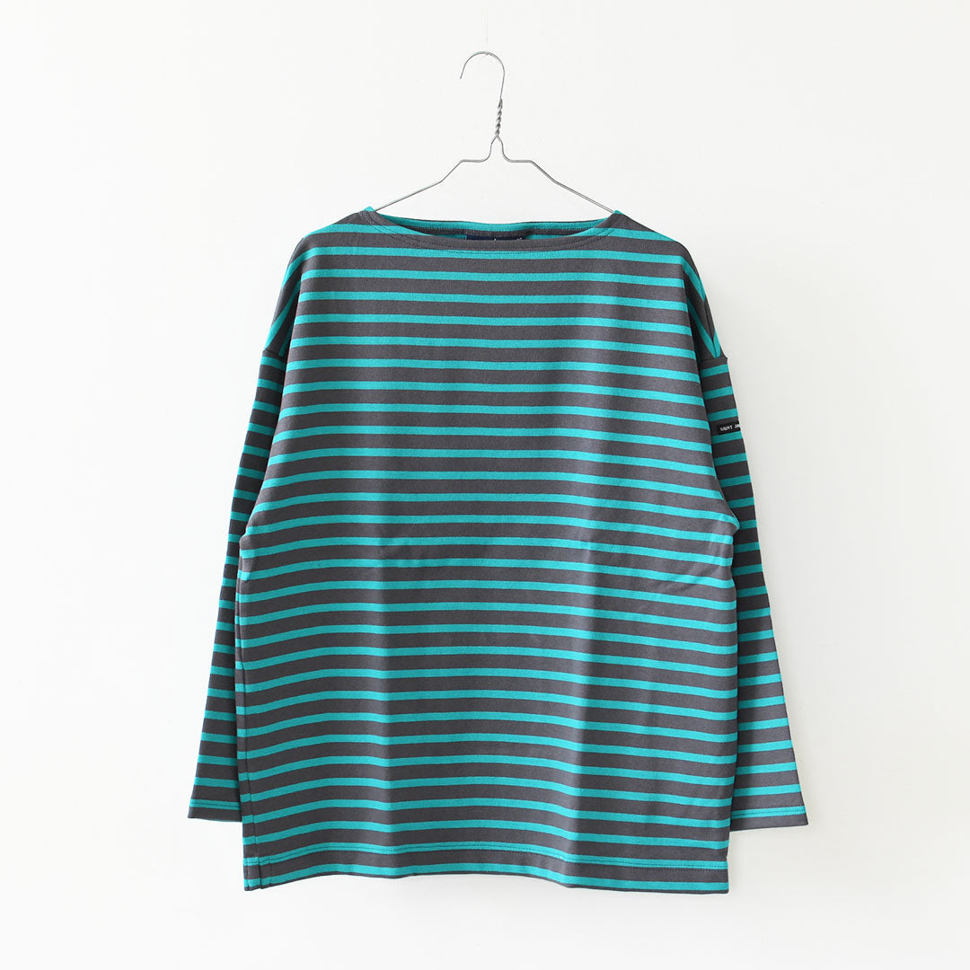 SAINT JAMES [セントジェームス 正規販売店] 20JC OUESS LOOSE BORDER - DARKGREY/EMERALDGREEN [20jclb-dgy-em] ウェッソンルーズ ボーダー・カットソー・長袖・コットン・ボートネック・MEN'S / LADY'S [2026AW]
