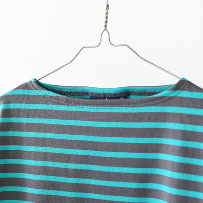 SAINT JAMES [セントジェームス 正規販売店] 20JC OUESS LOOSE BORDER - DARKGREY/EMERALDGREEN [20jclb-dgy-em] ウェッソンルーズ ボーダー・カットソー・長袖・コットン・ボートネック・MEN'S / LADY'S [2026AW]