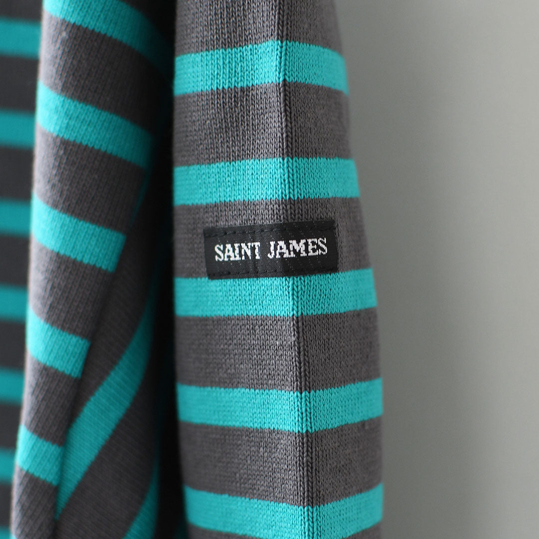 SAINT JAMES [セントジェームス 正規販売店] 20JC OUESS LOOSE BORDER - DARKGREY/EMERALDGREEN [20jclb-dgy-em] ウェッソンルーズ ボーダー・カットソー・長袖・コットン・ボートネック・MEN'S / LADY'S [2026AW]