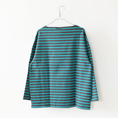SAINT JAMES [セントジェームス 正規販売店] 20JC OUESS LOOSE BORDER - DARKGREY/EMERALDGREEN [20jclb-dgy-em] ウェッソンルーズ ボーダー・カットソー・長袖・コットン・ボートネック・MEN'S / LADY'S [2026AW]