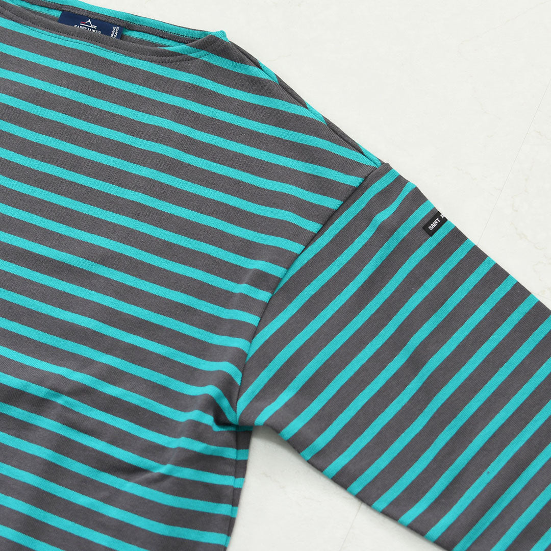 SAINT JAMES [セントジェームス 正規販売店] 20JC OUESS LOOSE BORDER - DARKGREY/EMERALDGREEN [20jclb-dgy-em] ウェッソンルーズ ボーダー・カットソー・長袖・コットン・ボートネック・MEN'S / LADY'S [2026AW]