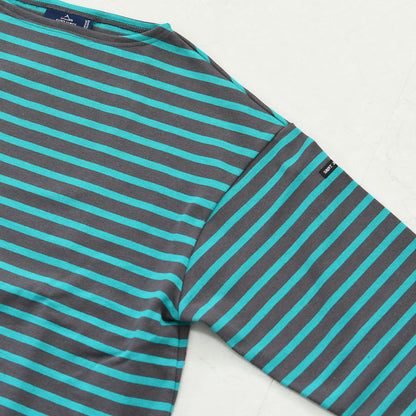 SAINT JAMES [セントジェームス 正規販売店] 20JC OUESS LOOSE BORDER - DARKGREY/EMERALDGREEN [20jclb-dgy-em] ウェッソンルーズ ボーダー・カットソー・長袖・コットン・ボートネック・MEN'S / LADY'S [2026AW]
