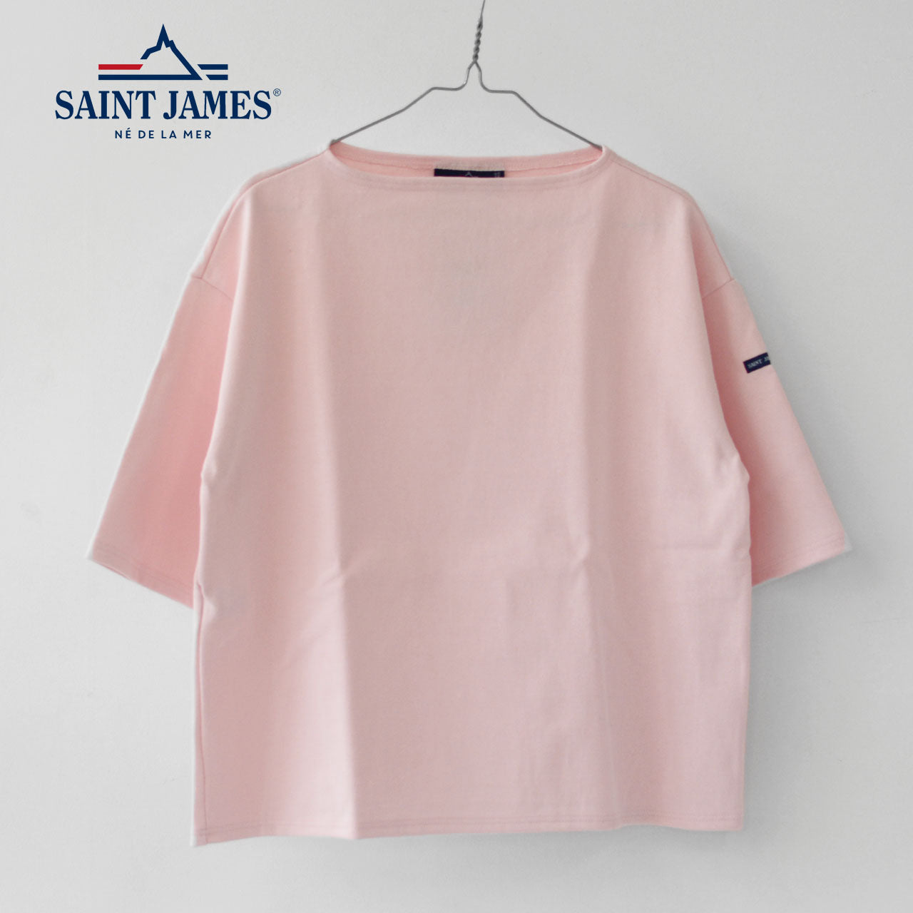 SAINT JAMES [セントジェームス 正規販売店] TEE LOOSE SOLID (DRAGEE) [20jc-drag-ls] 五分袖ドロップショルダー (ライトピンク) [2024SS]