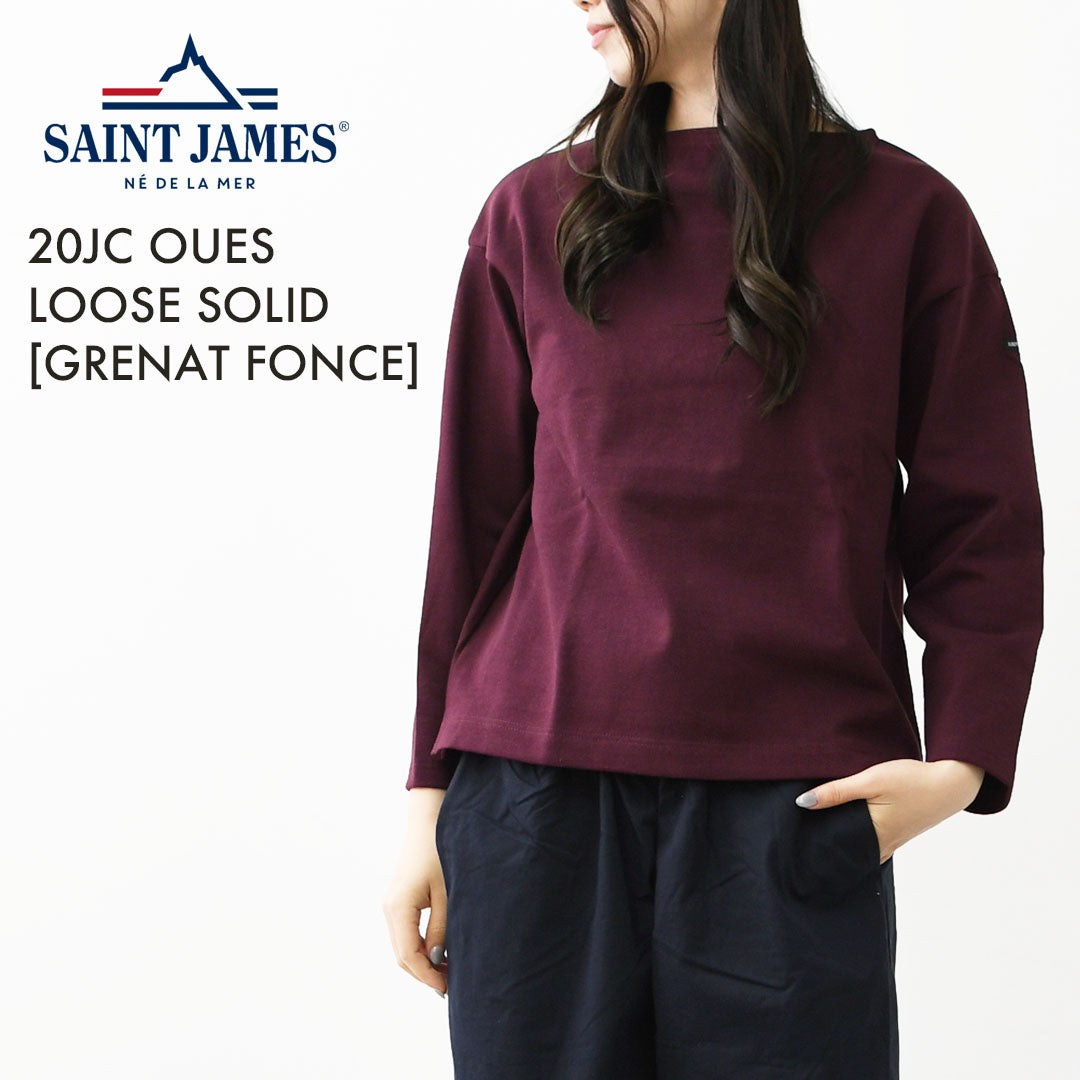 SAINT JAMES [セントジェームス 正規販売店] 20JC OUES LOOSE SOLID - GRENAT FONCE [20jcls-grenat] ウェッソンルーズ ソリッド・無地・ガーネット・カットソー・長袖・コットン・ボートネック・LADY'S [2026AW]