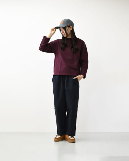 SAINT JAMES [セントジェームス 正規販売店] 20JC OUES LOOSE SOLID - GRENAT FONCE [20jcls-grenat] ウェッソンルーズ ソリッド・無地・ガーネット・カットソー・長袖・コットン・ボートネック・LADY'S [2026AW]