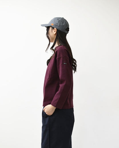 SAINT JAMES [セントジェームス 正規販売店] 20JC OUES LOOSE SOLID - GRENAT FONCE [20jcls-grenat] ウェッソンルーズ ソリッド・無地・ガーネット・カットソー・長袖・コットン・ボートネック・LADY'S [2026AW]